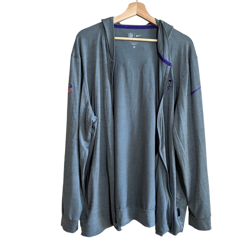 NFL Nike Dri-fit gray hood full zip minnesota vikings football jacket men's XL